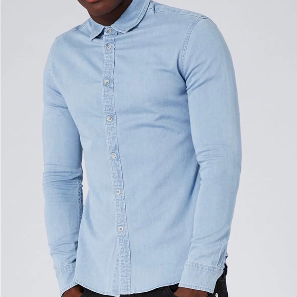 Topman bleached denim Shirt